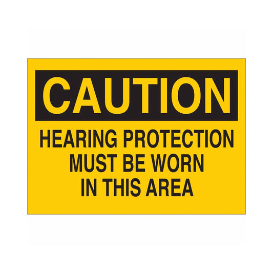 CAUTION Hearing Protection Must Be Worn In This Area Sign