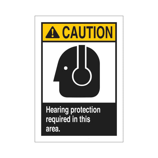 CAUTION Hearing Protection Required In This Area. Sign-