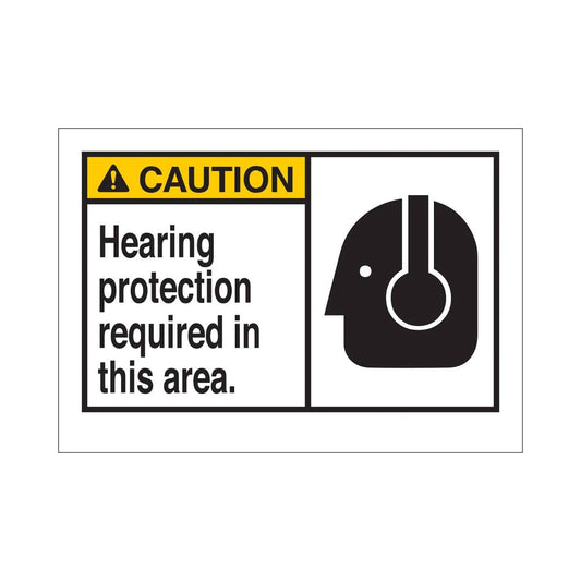 CAUTION Hearing Protection Required In This Area Sign