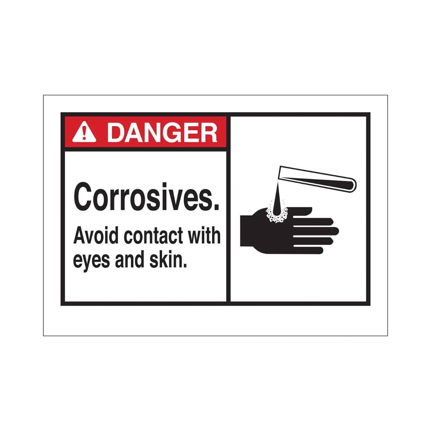 DANGER Corrosives. Avoid Contact With Eyes And Skin. Sign