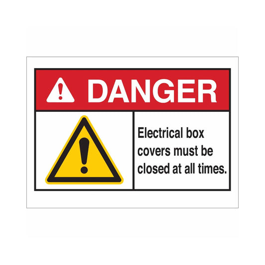 DANGER Electrical Box Covers Must Be Closed At All Times. Sign