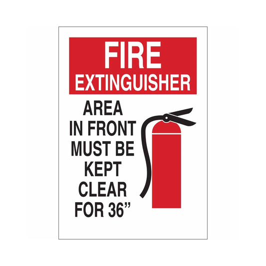 FIRE EXTINGUISHER Area In Front Must Be Kept Clear For 36 Sign
