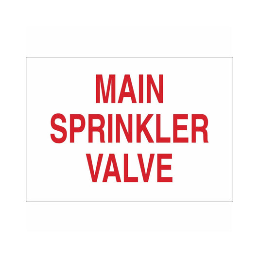 Main Sprinkler Valve Sign